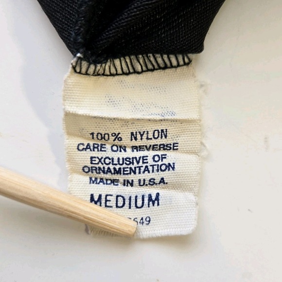 Private Matters Black Vtg 70s Lingerie Nightgown Slip Dress Size M Metalic - Picture 9 of 10